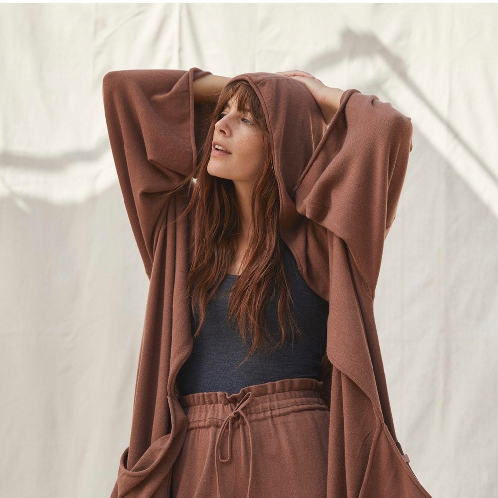 lunya Brown Hooded Sweater Robe